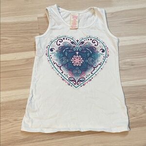 Faded Glory Cream Tank Top with Heart Pattern